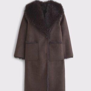 *nwt* abercrombie reversible suede/faux fur coat
